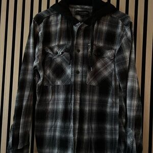 Men’s hooded flannel button up